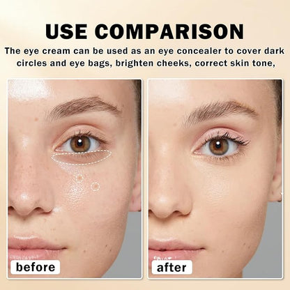 Mineral Sunscreen Eye Cream,3-in-1 Under Eye Cream,for Puffiness and Bags Under Eyes,Dark Circle and Wrinkles,Anti Aging,Under Eye Brightener and Concealer,SPF 35 （Light）