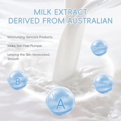 Milk Skincare Kit, Skin Care Kit Hydrating Skin, Facial Skin Care Routine Kit for Women/Girls, Face Skin Care Set Improves Rough Skin & Shrinks Pores Travel Size Facial Kit Gift Set for Women 8-Pack