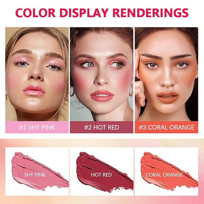 Multi-Use Makeup Blush Stick, Cream Face Blush Makeup Coral Orange)