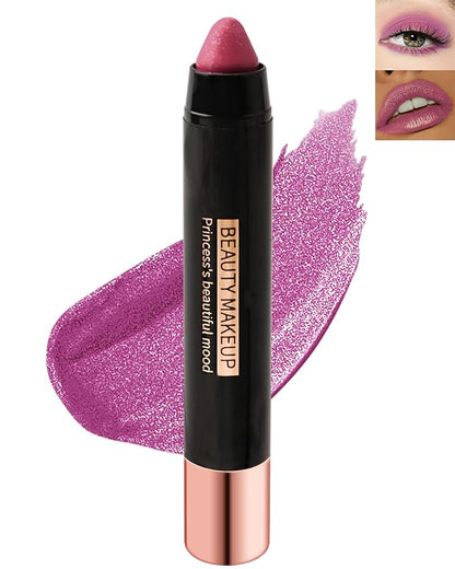 Metallic Diamond Glitter Matte Lipstick Crayon Pencil, Long Lasting Non-Stick Red Shiny Creamy Lip Gloss Lip Liner Pen, Sparkling High Pigment Waterproof Eyeshadow, Shimmer Lip Blam Stain Makeup – 08#