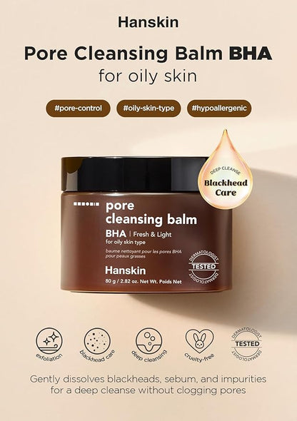 Hanskin BHA Pore Cleansing Balm, Gentle Blackhead Cleanser and Makeup Remover for Combination and Oily Skin [BHA/2.82 oz]