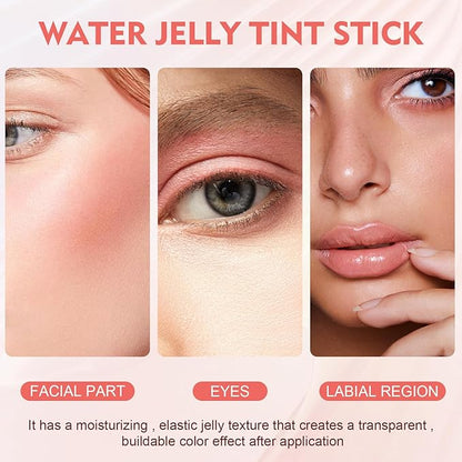 2 PCS Milk Cooling Water Jelly Tint, Water Jelly Tint Stick, Milk Jelly Blush, Milk Jelly Tint Jelly Blush Stick, Sheer Lip & Cheek Stain - Buildable Watercolor Finish - Vegan, Cruelty Free