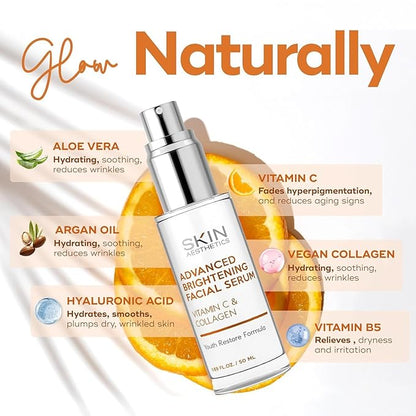 Serum & Face Mask Set, Vitamin C & Collagen & Hyaluronic Acid Value Set - Anti-Aging, Hydrating - Clean Beauty Ingredients, Cruelty-Free Korean Skin Care - Set of 3