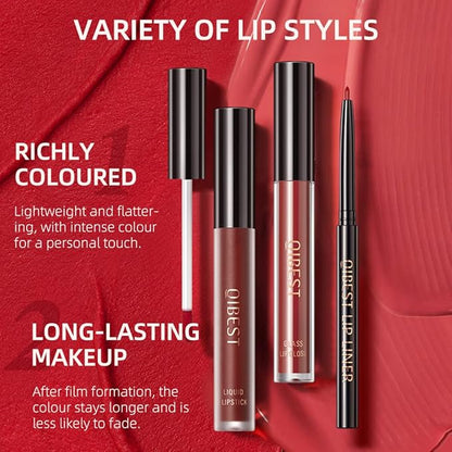 3 In 1 Liquid Lipstick Makeup Set, Non-stick Cup Matte Liquid Lipstick For Woman, Moisturizing Lip Gloss And Lip Liner, Long Lasting Lipstick 24H,Waterproof Velvet Liquid Lipstick Kit (05# Lazy Orange)