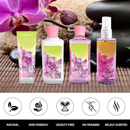 Sweet Pea Bath & Body Kit, 3 Fl Oz, Ideal Skincare Gift Home Spa Set, Includes Body Lotion, Shower Gel, Body Cream, and Fragrance Mist, Birthday Mother's Valentine's Day Gifts for Her