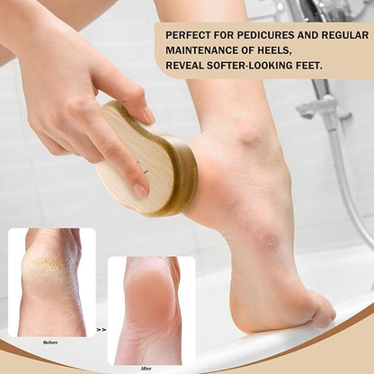 FVION Nano Glass Foot File with Bamboo Handle - Foot Scrubber Dead Skin Pumice Stone for Feet - The Ultimate Gentle Pedicure File Feet Callus Remover (Yellow)
