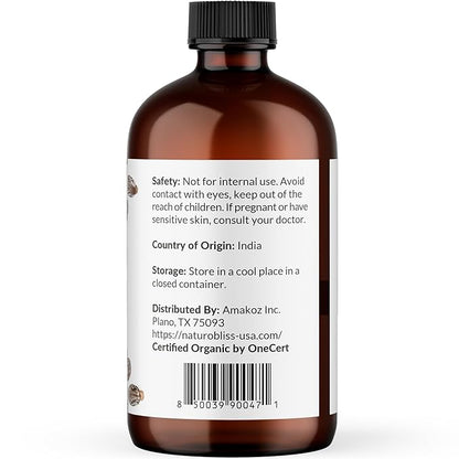 NaturoBliss Castor Oil Organic (4oz), 100% Pure, Cold Pressed, Hexane Free. Volumizing Serum for Hair, Eyelashes, Eyebrows. Hair Treatment Starter Kit & Skin Moisturizer