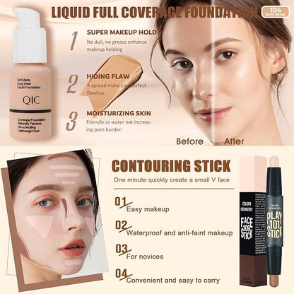 All in One Makeup Kit,Includes Naked Eyeshadow,CC Cream,Liquid