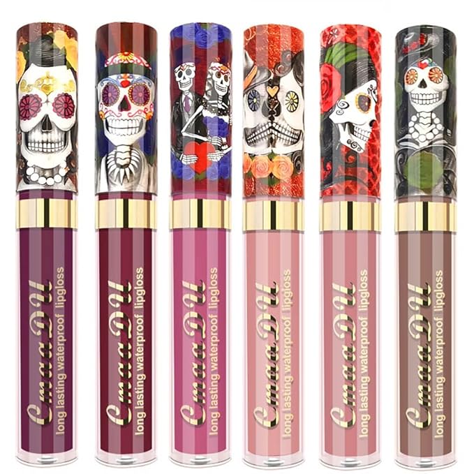 Skull Style Lipstick Matte Red Pink Purple Brown Long