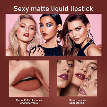 6pcs Matte Liquid Lipstick Set, Nude Lipsticks Makeup Gloss