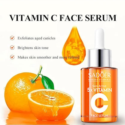 Vitamin C Skin Care Set With Cleanser, Toner, Face Serum, Face Cream, And Eye Cream, Face Lotion,Skin Care Products For Teenage Girls, Gentle Skin Cleaning & Care Travel Size Kit