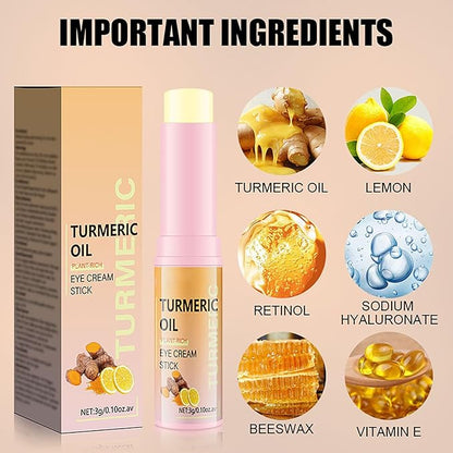 Turmeric Retinol Eye Stick, Turmeric Booster Eye Cream, Anti Aging and Hydrating Under Eye Cream for Dark Circles Puffiness Fine Lines Eye Bags 0.1 Oz