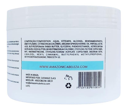 AMAZONICA BELEZA Argan Oil Hair Mask for Intense Moisturizing and Nourishment, Hydrate & Repair Moisture Hair Mask for Dry Hair, Mascarilla Hidratante con Vitamina E,10. Oz