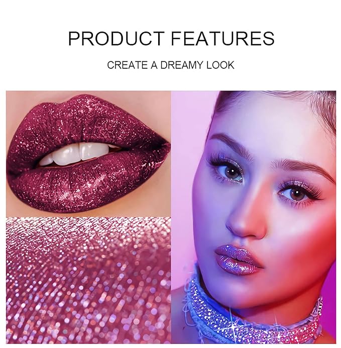 4 Colors Glitter Lipsticks Diamond Shimmer Metallic Lip Glitter