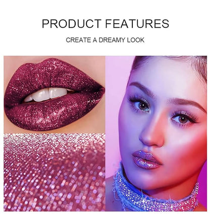 4 Colors Glitter Lipsticks Diamond Shimmer Metallic Lip Glitter