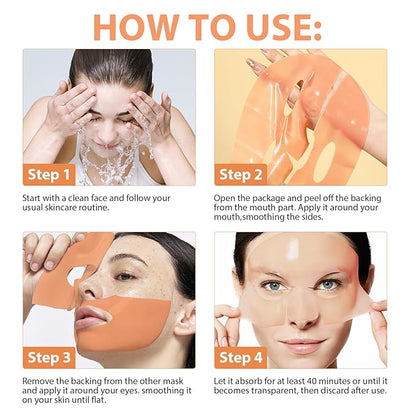 Turmeric Hydrogel Face Masks Skincare 4 Pack, Deep Hydrating Overnight Facial Mask Sheet, Hydro Jelly Masks for Facials Professional, Night Gel Wrapping masks Sheet for Women Skin Care