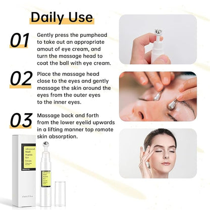 Snail Peptide Eye Cream For Moisturizing, 17 ML Snail Mucin Under Eye Cream With Niacinamide, Hyaluronic Acid For Dark Circles, Puffiness and Fine Lines.