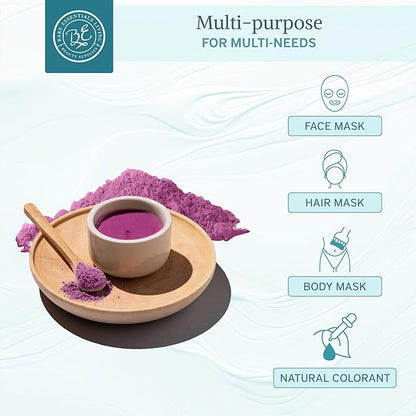 Bare Essentials Living - Purple Kaolin Clay Powder (12oz) 100% Natural Purple Powdered Clay for Seed Bombs, Clay Mask, DIY Spa, Soap, Bath Bomb, Deodorant, Can be Used as Kaolin Clay for Gardening