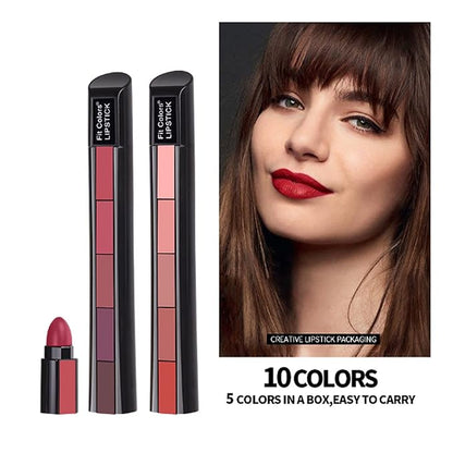 5 in 1 Matte Lipstick,Multicolor Combination Lipsticks Velvety High