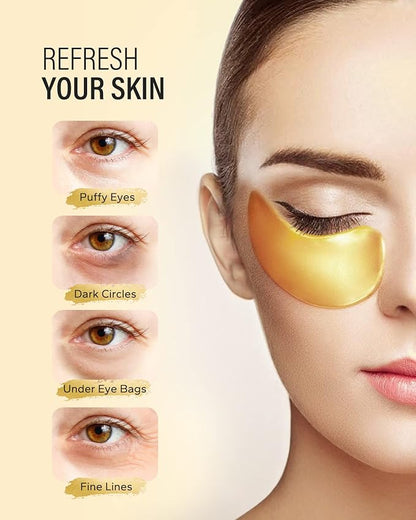24K Gold Under Eye Patches (25 Pairs) & Q10 Anti-Wrinkle Night Cream, Pro-Retinol Face Moisturizer for Firming, Hydrating & Anti-Aging Skincare