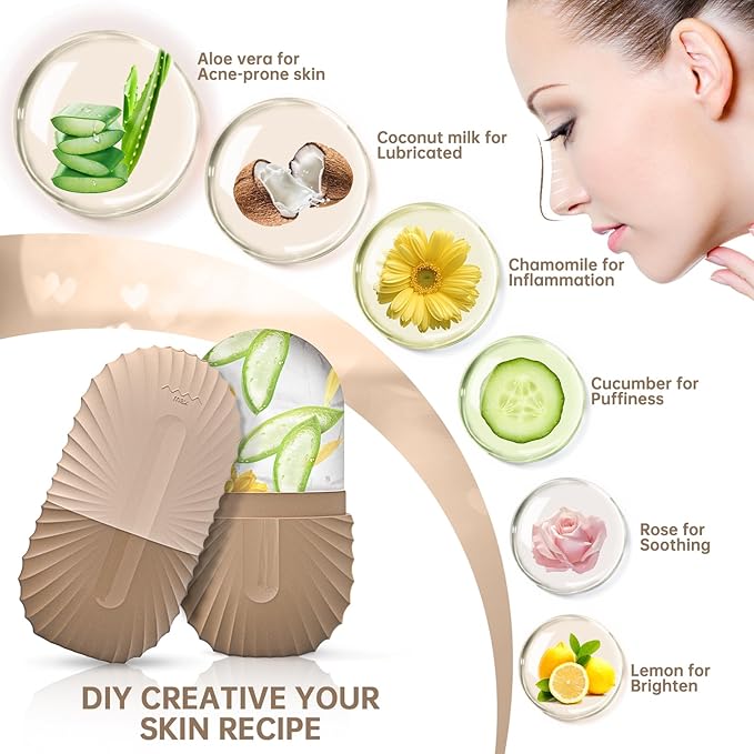 Ice Face Roller, Ice Cube Roller for Face，Facial Beauty Ice Roller Skin Care Tools,De-Puff Eye Bags, Reduce Migraine Pain（Brown）
