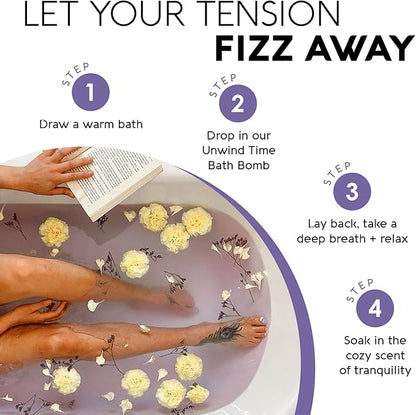 Nature's Beauty Lavender & Rosemary Bath Bomb Multi-Pack - Luxury Fizzy Spa Bath Bomb to Help Calm, Soothe + Revive Dull and Dry Skin Made with Coconut Oil & Witch Hazel, 5.5 oz (4 Pack)