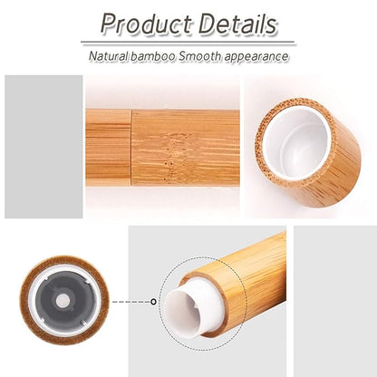AUHOKY 12Pcs Bamboo Empty Lipstick Tubes, 5.5g Refillable DIY Lip Balm Tube Containers with Clear PP Plastic Inner, Cosmetic Lipstick Lip Gloss Deodorant Case Holder For Women Girls Makeup