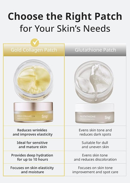 SNP [K Beauty 24K Gold Perfection Eye Patch | Nourishing Under Eye Patches for Wrinkles and Dark Spots | Under Masks for Puffy Eyes and Dark Circles | Korean Collagen Skincare | 60 Patches