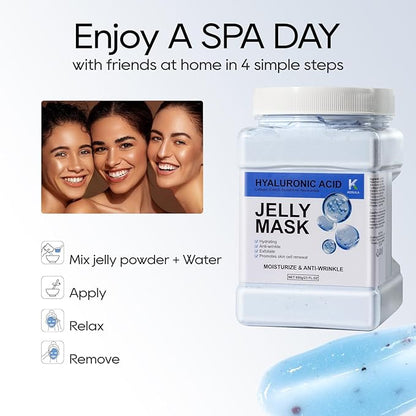 Hyaluronic Acid Jelly Mask Powder for Skin Care, Jelly Masks for Facials Professional, Facial Peel Off Gel Mask for Skincare, Hydrating Anti Wrinkle Peel Off Mask
