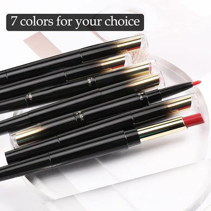 Boobeen 2 in 1 Double Head Lipstick & Lip Liner Makeup Set Matte Velvet Lipgloss Lipstick Creamy Lip Pencil for Women, Long-lasting and Non-smudge (#06)