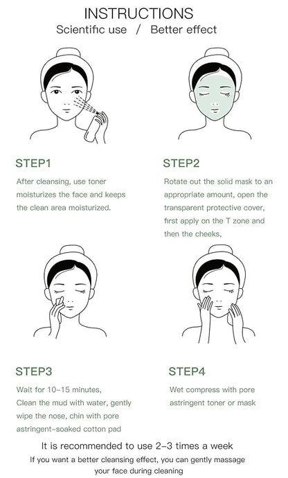 Wuxpp Green Tea Deep Cleanse Mask Stick Blackhead Remover with Green Tea Extract, Juxek Green Tea Purifying Clay Stick Mask Oil Control Cleansing Mask, Green Tea Face Mask Skincare Korean (1 Pc)
