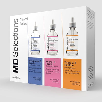 [3-PACK] MD Selections Retinol Hyaluronic Ferulic Triple C Peptide Lifting Serum Bundle for Face, 3 Fl Oz - Skin Firming Plumping Boost Collagen