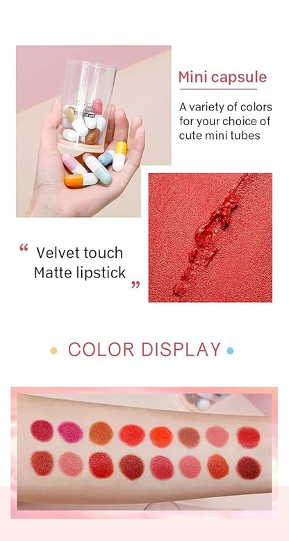 16 Colors Mini Lipstick Set, Capsule Mini Lipsticks, Long