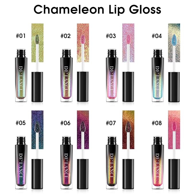 Chameleon Liquid Lipstick Purple Brown Green Color,Shimmer Metallic Colourful Lip Gloss for Women Girls Lips Makeup Gift,Hydrating Waterproof and Long Lasting Lip Stick Shiny,Talc-Free,#6