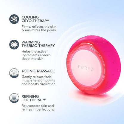 FOREO UFO 3 Deep Face Moisturiser - 5-in-1 Facial Spa - Red Light, Warming, Cooling, Face Massage, Anti Aging - Face Mask Skin Care - Fuchsia