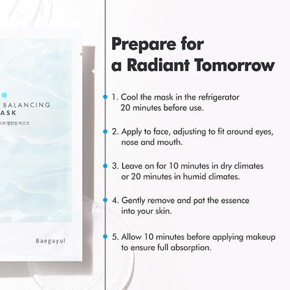 Moisture Balancing Sheet Mask 10EA - Hydrating & Soothing Facial Mask with Hyaluronic Acid, Glow Skin Watergel Texture, Korean Skincare for All Skin Types, Lightweight Non-Sticky Face Mask