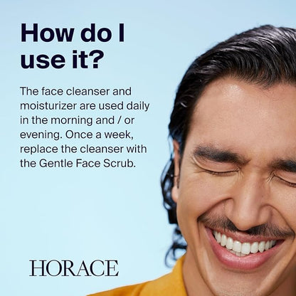 HORACE Gift Set with Purifying Face Cleanser, Gentle Face Scrub, and Mattifying Face Moisturizer - Skincare Set for Cleansing and Hydrating