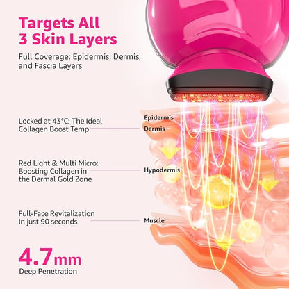 Microcurrent Facial Device Face Lift: iFae 3 in 1 Light Therapy for Face, Portable Face Lift Device for 90 Seconds Lifting, Tightening, Skin Rejuvenation Anti-Aging Wrinkle Skin Salon at Home (Pink)