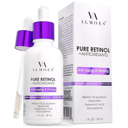 Almoes Retinol Serum for Face,Moisturising Serum for Face with Macadamia,Firming Skin,Antioxidant,Increase Skin Elasticity,Hyaluronic Acid Serum,Face Serum for Women,Serum for Face,Face Care,1 Fl Oz