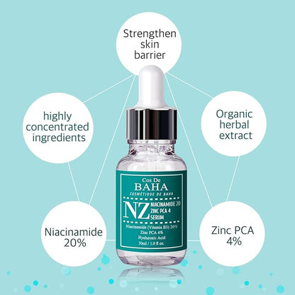 Niacinamide 20% + Zinc PCA 4% Serum for Face, Pore Reducer, Uneven Skin Tone Treatment, Diminishes Acne Prone, Skin Balancing Pore Reducing, Restores Elasticity, 1 Fl Oz (30ml)