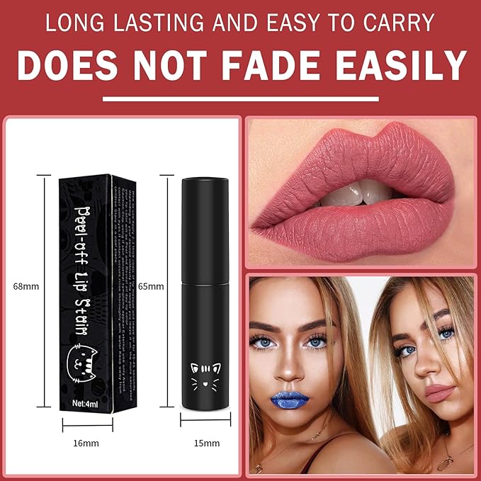 AWCCXMYM 5Pcs Peel Off Lip Stain Lip Tint Matte Lipstick Nude Lip Gloss Long Lasting Waterproof Up To 24 Hours Non Stick Cup Non Fade Liquid Lipstick Lip Tint Stain Makeup Set