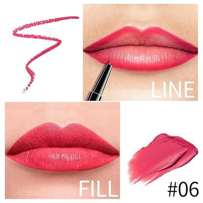 Boobeen 2 in 1 Double Head Lipstick & Lip Liner Makeup Set Matte Velvet Lipgloss Lipstick Creamy Lip Pencil for Women, Long-lasting and Non-smudge (#06)