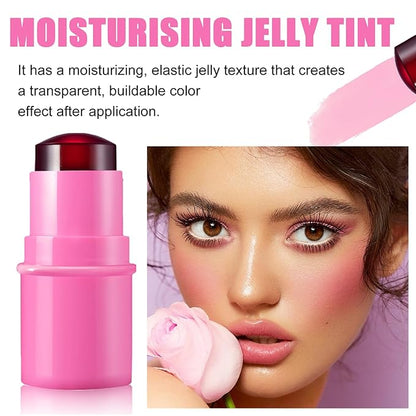 Cooling Water Jelly Tint, Multi-Use Sheer Lip & Cheek Stain, Water Jelly Blush Lip Gloss, Buildable Watercolor Finish Vivid Color Jelly Tint Stick - Vegan, Cruelty Free