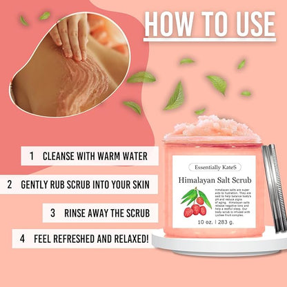 Himalayan Salt Scrub 10 oz - UNCOVER ULTIMATE SKIN HYDRATION and bestow glowing, healthier skin - The best stocking stuffer.