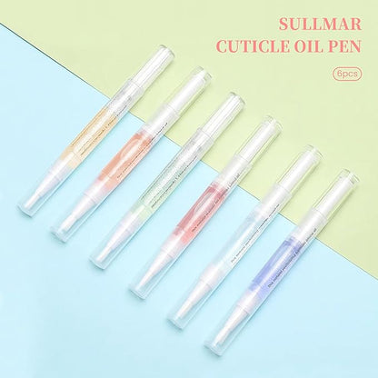 Cuticle Oil Pen Nail Oil Cuticle Pen Nail Care Kit Nourish Oil Repair Enhance Nail Surface for Salon Use(6pcs)