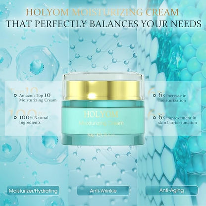 Anti-Aging Face Moisturizer - Daily Facial Moisturizing Cream Repair & Hydrate Natural Formula for Fine Lines & Wrinkles Hydrating Moisturizing, 1.7 Fl Oz