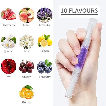 10pcs Cuticle Oil Pens Gel,Nail Oil Pen Nail Nourishment Polish for Nails Moist and Treatment,10Kinds of Fruity Smell Cuticle Revitalizer Oil Pen with Soft Brush,Nail Oil Manicure Repair The Cuticle,