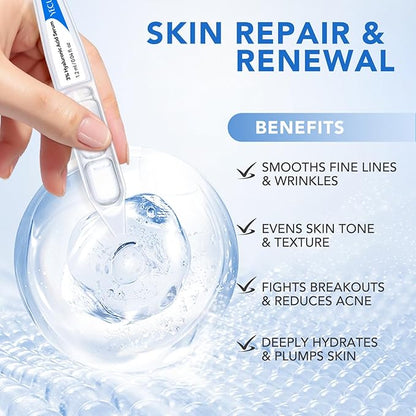 3% Hyaluronic Acid Serum, Ultra Hydrating Serum for face, Hyaluronic Acid Tubes | Pre-makeup SkinCare | Single-Use Hydrating Vials Skincare for Dry & Sensitive skin, 30 Count
