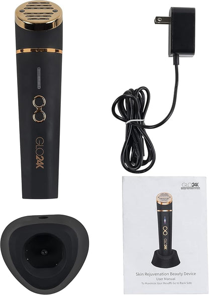GLO24K Beauty Device for the Face. Based on Triple Action L E D, Thermal, and Vibration Technologies.