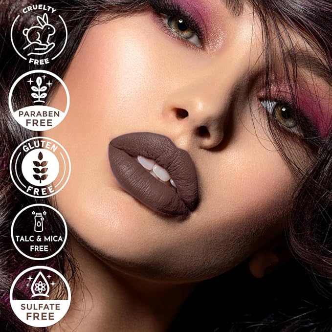 Mynena Brown Long-Lasting Matte Liquid Lipstick Intense Color Smudge-Proof & Waterproof Comfortable Hydrating Shea Butter Vegan & Cruelty-Free | Cyndia